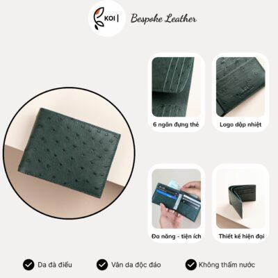 Bifold Wallet Ví Nam Da đà điểu