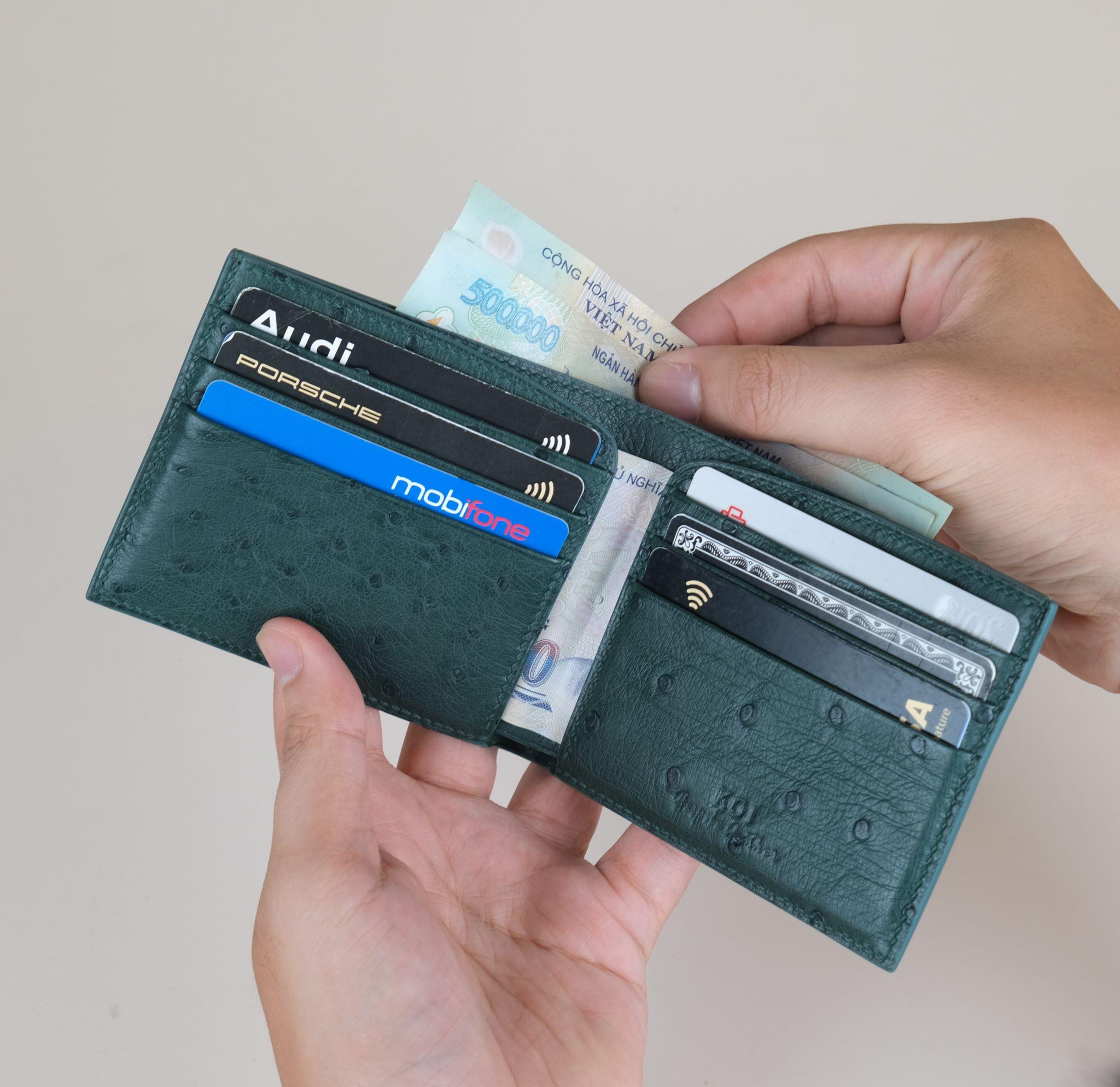 Bifold Wallet Ví Nam Da đà điểu