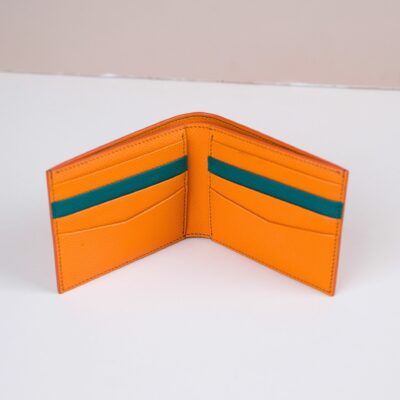 Ví Gập Da Bê Epsom Cam, Vàng