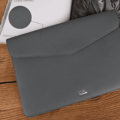 Bao Da Macbook, Laptop Da Bê Epsom Xám