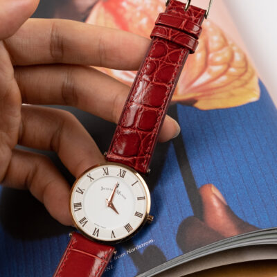 Dây Đồng Hồ Da Cá Sấu Black