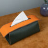 Tissue Box – Da Clemence – Olive x Orange - KOI Leather
