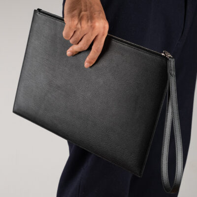 Clutch Đen Da Bò Nappa & Da Swift