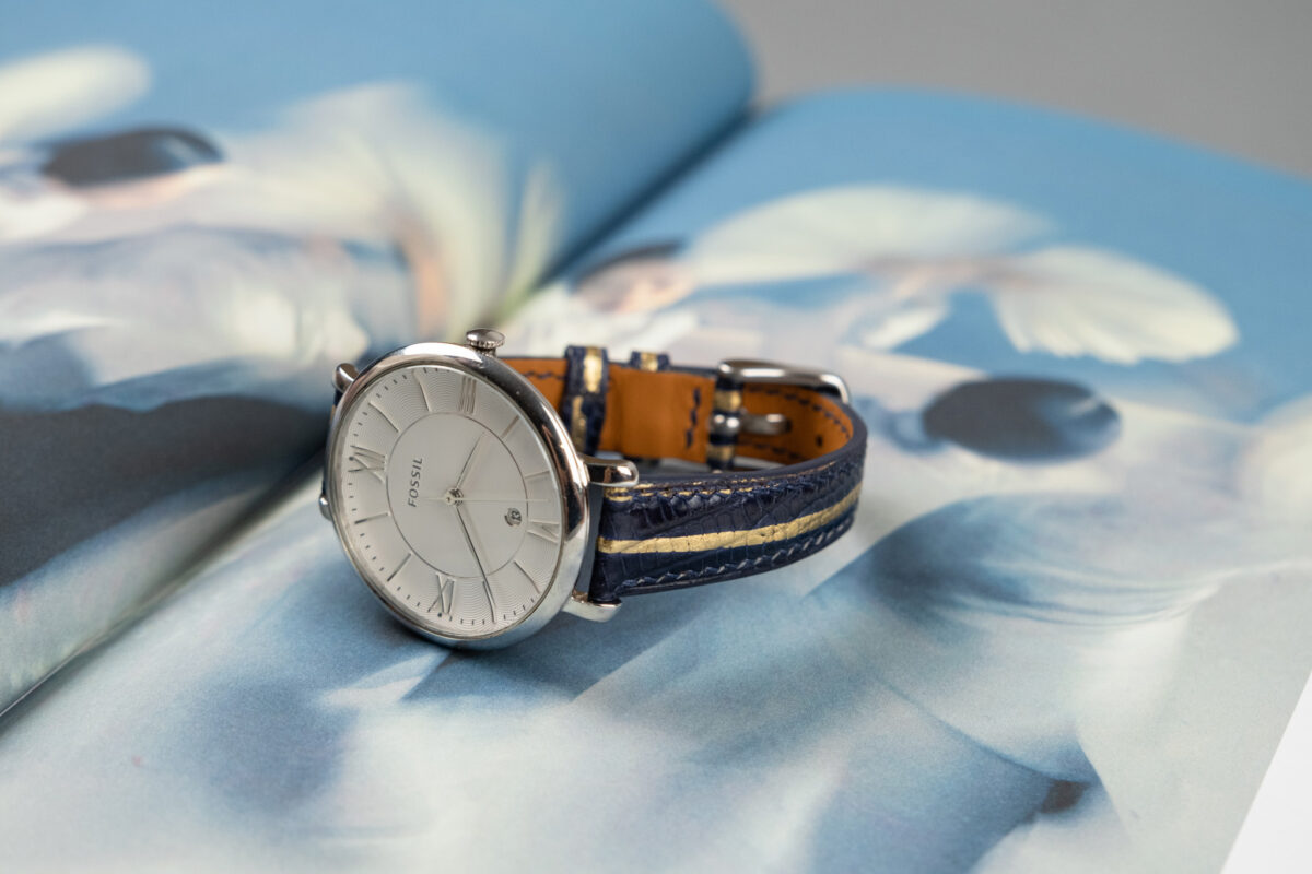 Dây Đồng Hồ Da Cá Sấu Black