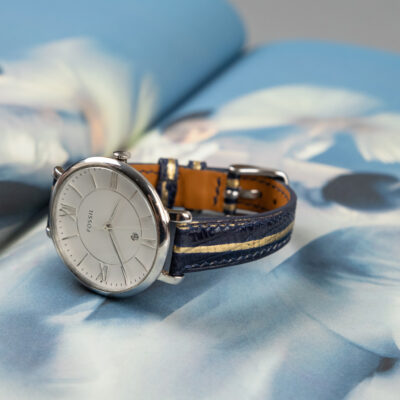 Dây Đồng Hồ Da Cá Sấu Black