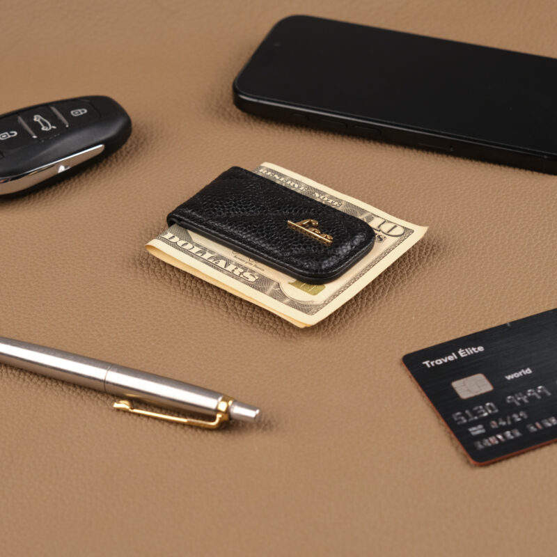 Kẹp Tiền Money Clip Da Caviar Black