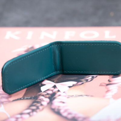 Money Clip Thiết Kế Tag Logo/tên Da Togo Xanh Lá
