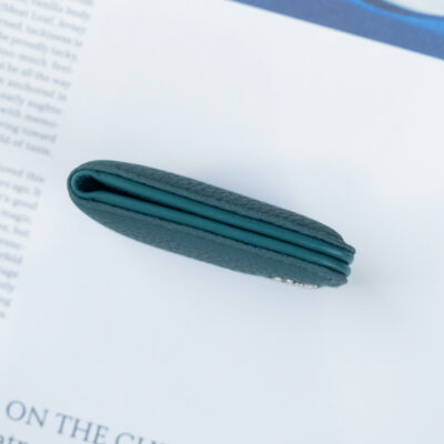 Money Clip Thiết Kế Tag Logo/tên Da Togo Xanh Lá