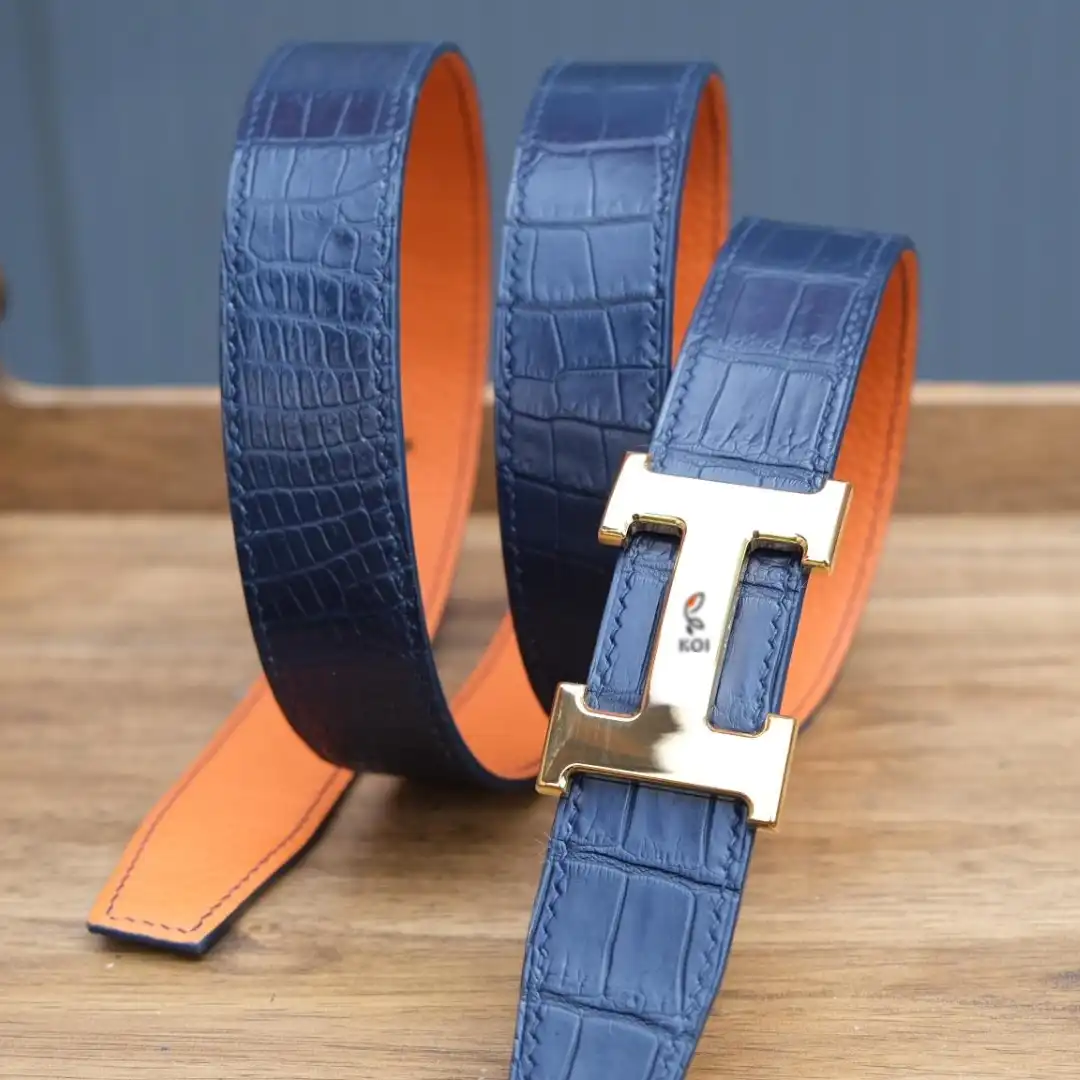 dây lưng khóa chữ H da cá sấu