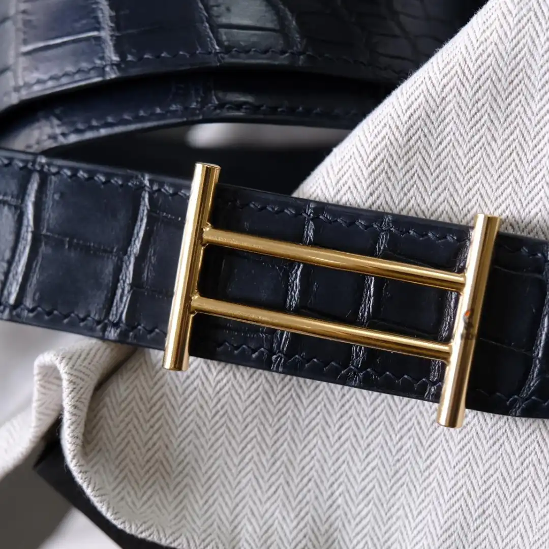 dây lưng khóa chữ H da cá sấu