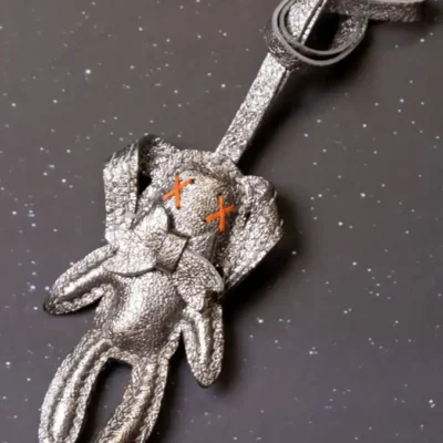 Charm Thỏ Bling Bling – Da Bò Ánh Kim Silver, Gold, Red, Brown