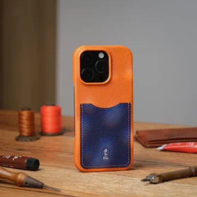 Phonecase Ốp Lưng Iphone 16pro Da Espom Orange X Blue