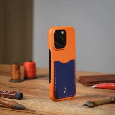 Phonecase Ốp Lưng Iphone 16pro Da Espom Orange X Blue