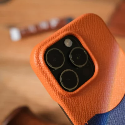 Phonecase Ốp Lưng Iphone 16pro Da Espom Orange X Blue