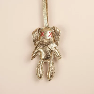 Charm Thỏ Bling Bling – Da Bò Ánh Kim Silver, Gold, Red, Brown