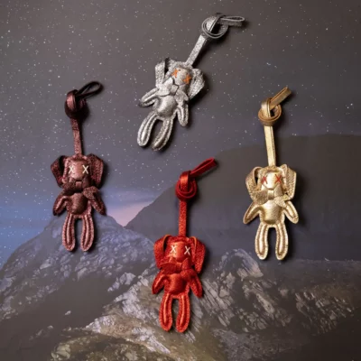 Charm Thỏ Bling Bling – Da Bò Ánh Kim Silver, Gold, Red, Brown