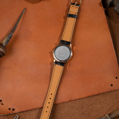 Dây Da Đồng Hồ Bonia - Da Cá Sấu - Black - Hình 6