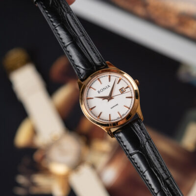 Dây Da Đồng Hồ Bonia - Da Cá Sấu - Black - Hình 5