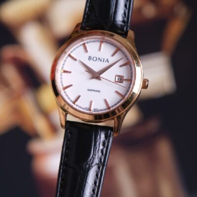 Dây Da Đồng Hồ Bonia - Da Cá Sấu - Black - Hình 2