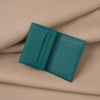 Ví Thẻ Da Epsom Xanh Ngọc Lục Bảo Handmade