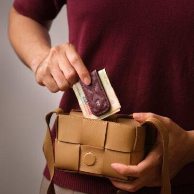 Kẹp Tiền Da Bò Vân Epsom Màu Bordeaux