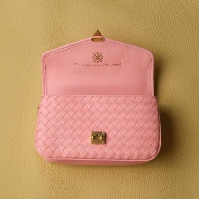 Túi Chub Da Bò Đan Intrecciato Màu Hồng