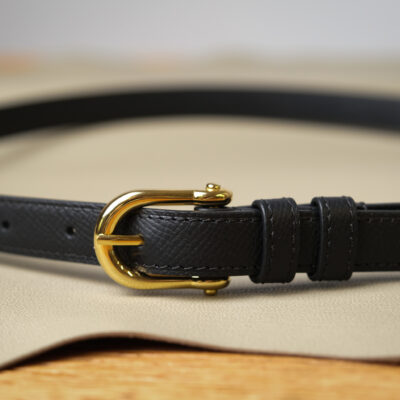 Dây Lưng Nữ Da Epsom Màu Đen Khóa Vàng