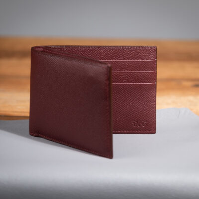 Ví Da Nam Epsom Đỏ Burgundy Handmade